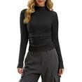 thumbnail image 1 of Hearthz Womens Long Sleeve Shirts Mock Turtleneck Base Layer Women Slim Fit Basic Undershirts Underscrub Baselayer, 1 of 8