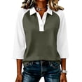 thumbnail image 1 of Hearthz Womens Polo Shirts 3/4 Sleeve Color Block Raglan Button Down Shirts for Women Summer Polo Shirts Women, 1 of 6