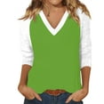 thumbnail image 1 of Hearthz Womens Raglan Shirts 3/4 Sleeve V Neck Baseball Jersey Color Block Women Summer Tops Fall Ladies Tops and Blouses, 1 of 7