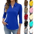thumbnail image 1 of Hearthz Yellow Women's Polo Shirts 3/4 Sleeve Collared Uniform Tops for Women Business Casual Golf Shirt Work Tops, 1 of 6