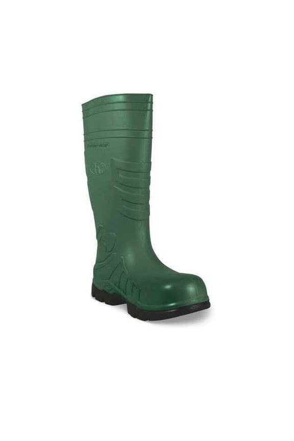 Men's Poly Tuff Polyurethane Boots, Composite Toe, Black, Green, 4