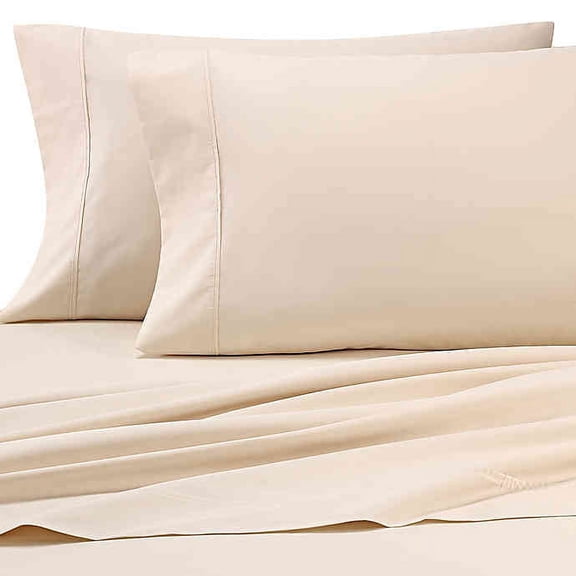Heartland HomeGrown 325-Thread-Count Cotton Percale Full Flat Sheet in Ivory