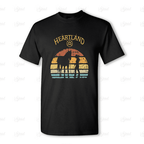 Heartland TV Show Retro And Vintage Sunset Themed Fan Graphic Art Unisex Tee V80332, for men & women, up to size 5XL