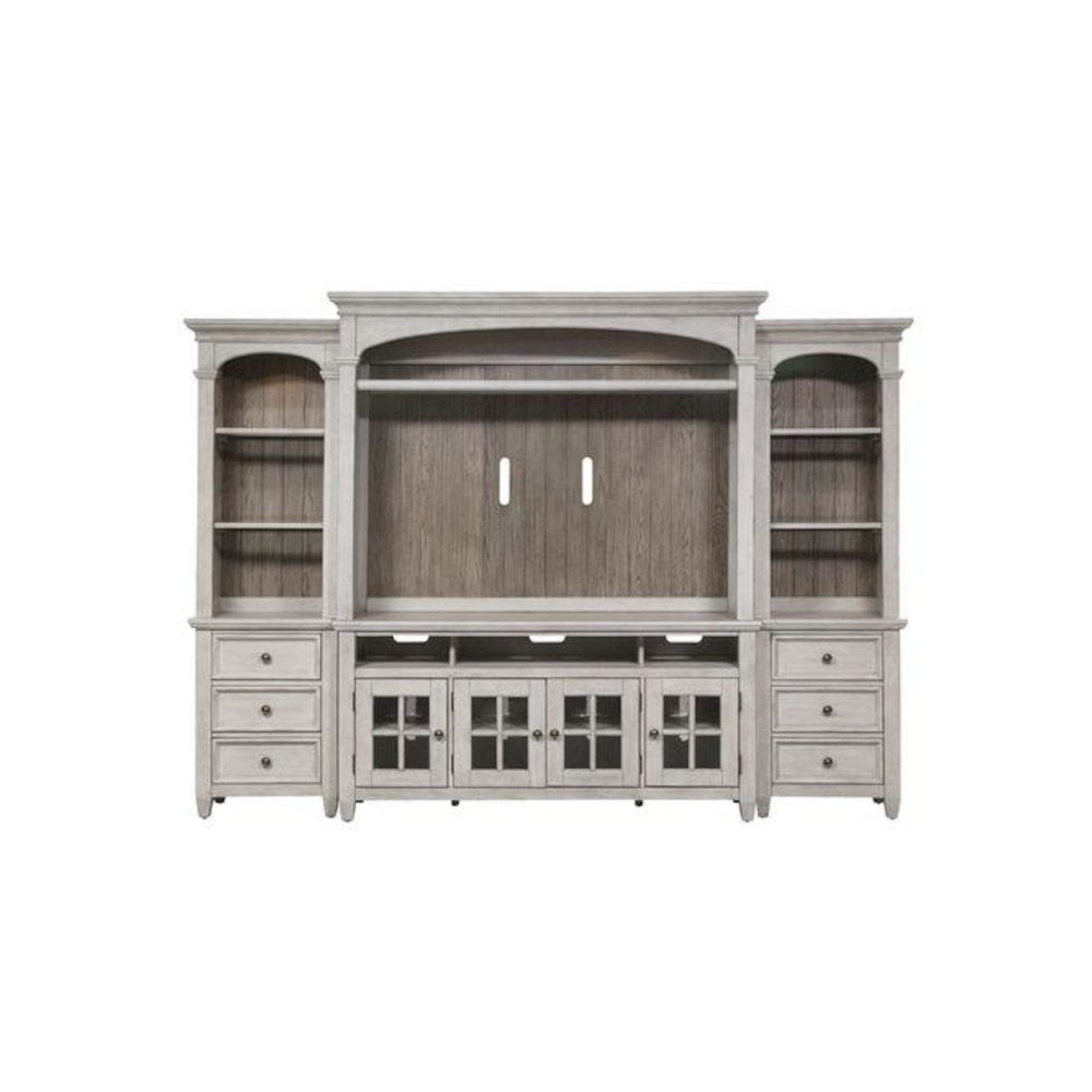 Heartland White Entertainment Center with Piers