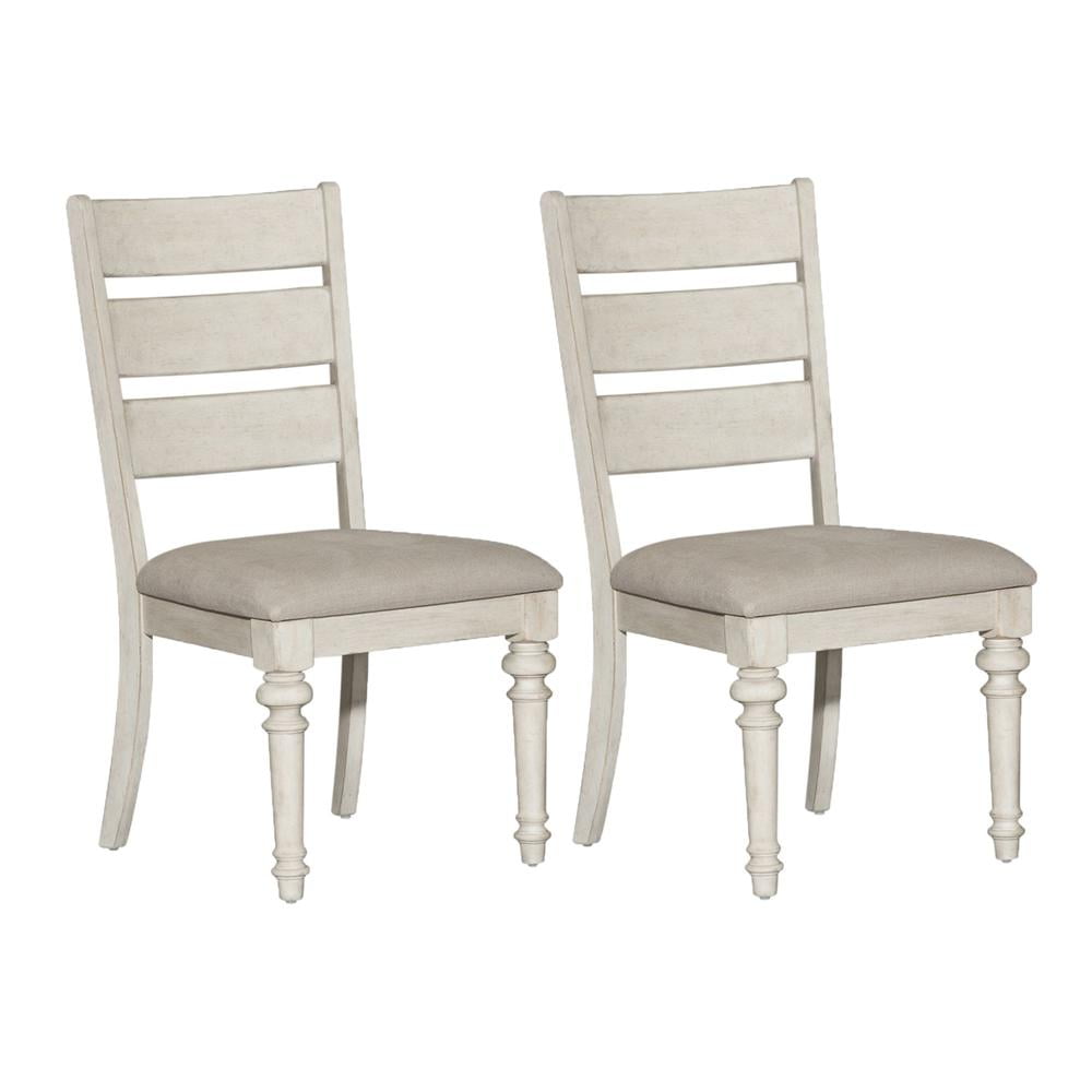Heartland White Linen Upholstered Ladderback Side Chair