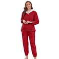 thumbnail image 1 of Heartnice Fluffy Pajamas set for Women Fleece Pullover 2 Piece Pjs Set Soft Plush Sleepwear Winter Loungewear(Red, Mï¼, 1 of 5