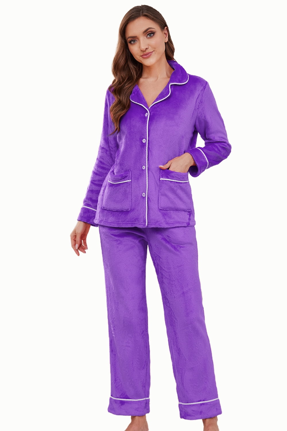 HEARTNICE Women's 100% Cotton Pajama Set - Long Sleeve Button-Up Sleepwear With Pockets