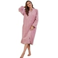 Heartnice Women Plush Zipper Robe, Long Fleece House Coat Nightgown