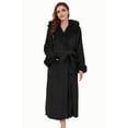 Heartnice Womens Hooded Plush Long Robe, Soft Warm Fleece Bathrobe for
