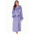 thumbnail image 1 of Heartnice Womens Hooded Plush Long Robe, Soft Warm Fleece Bathrobe for Women Fluffy Cute Spa Robe（ Lavender, L/XL）, 1 of 5