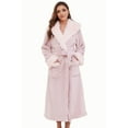 thumbnail image 1 of Heartnice Womens Hooded Plush Long Robe, Soft Warm Fleece Bathrobe for Women Fluffy Cute Spa Robe（ Light Pink, L/XL）, 1 of 5