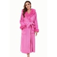 thumbnail image 1 of Heartnice Womens Hooded Plush Long Robe, Soft Warm Fleece Bathrobe for Women Fluffy Cute Spa Robe（ Rose, S/M）, 1 of 5
