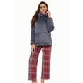 thumbnail image 1 of Heartnice Womens Ultra Soft Plush Plaid Pajamas Set Fluffy Loungewear Fuzzy Pjs for Women Cozy Sleepwear Warm Pullover（Dark Grey+Red Green Plaid, S）, 1 of 5