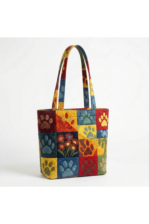 Heartprint Meadow, Quilted Tote Bag, Unique Gift, Gift for Her, Everyday Bag, Reusable Shoulder Bag