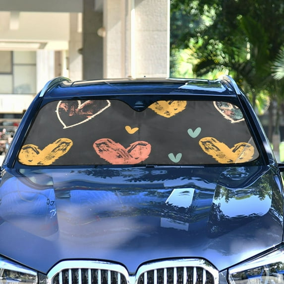 Hearts Automotive Front Car Windshield Sun Shade Reflector Foldable for Front Fit for Cars Truck SUVs