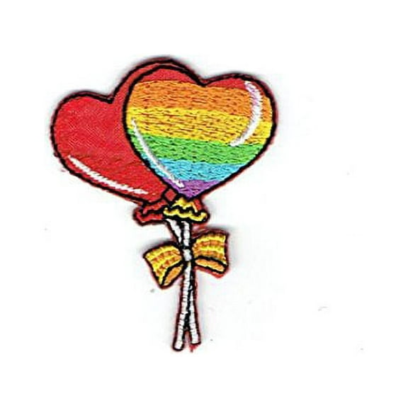 Hearts Balloons - Bouquet - Red/Rainbow - Iron On Applique/Embroidered Patch