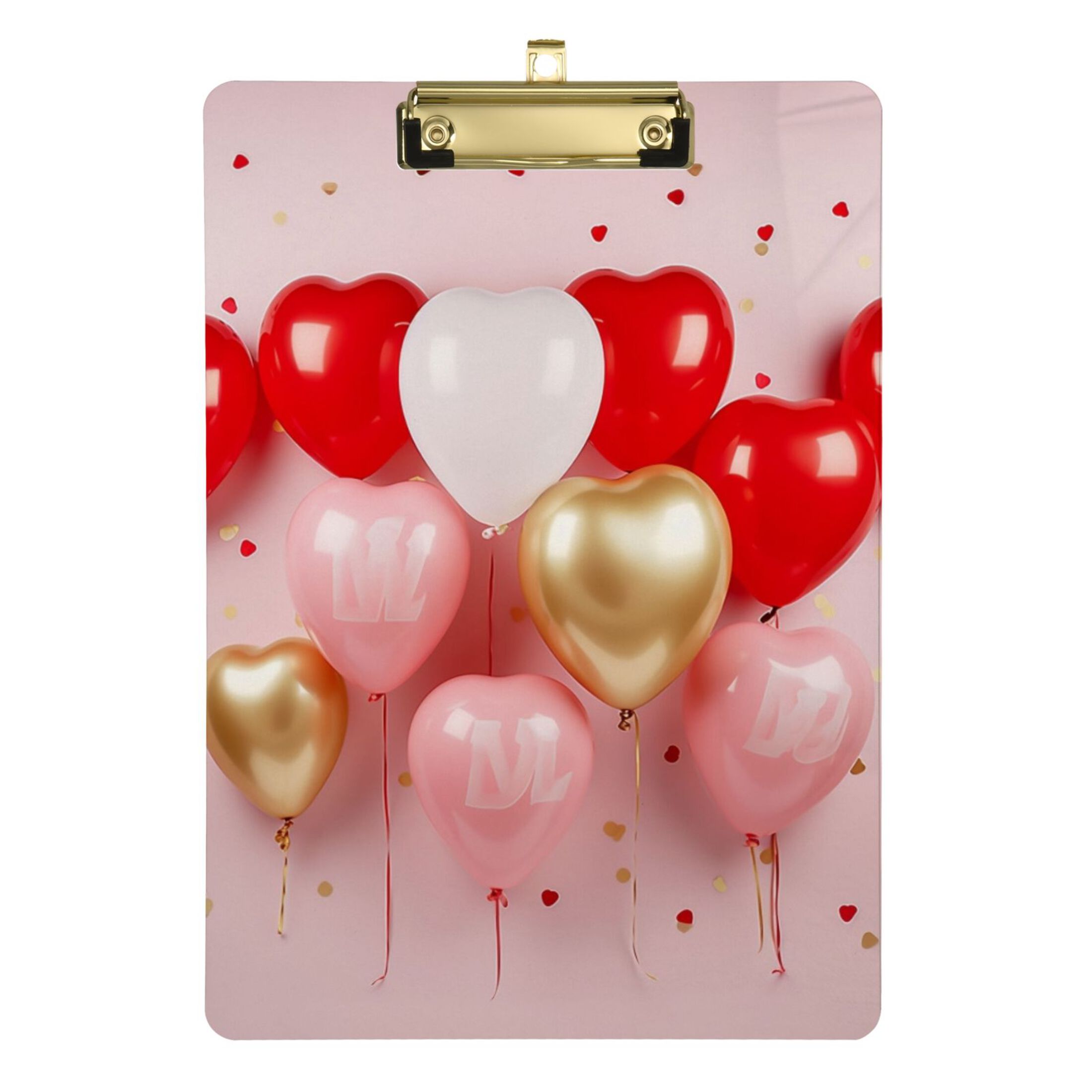 Hearts Balloons in Pink Acrylic Clipboards 12 x 9 Inch A4 Size with Low