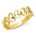 thumbnail image 1 of Hearts Band Solid 14k Yellow Gold Love Ring Diamond Cut Polished Finish Genuine Fancy 6MM Size 8, 1 of 1