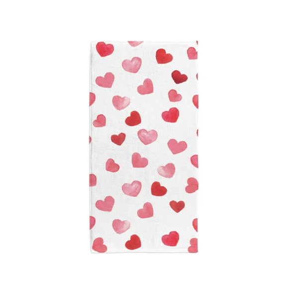 Hearts Bath Towel Absorbent Soft Decoration Hand Tower Multiuses for Bathroom Hotel Gym Spa Beach 30 x 15 inch