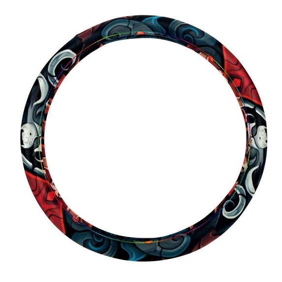 Hearts Battle 14.5 Inch Printing PVC Leather Auto Accessories Steering Wheel Cover Car Wheel Covers