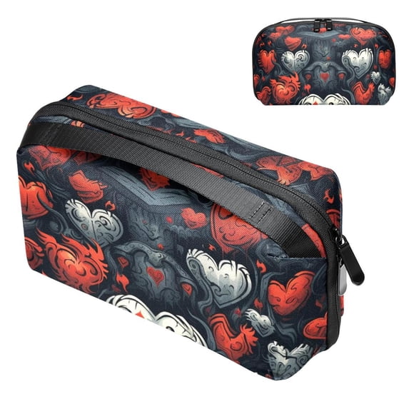 Hearts Battle Charger Organizer, Hard Drive Cases, Cord Travel Organizer, Cell Phone Cord Organizer - Waterproof Oxford Cloth Digital Bag 5.9x9.44x3.14 in