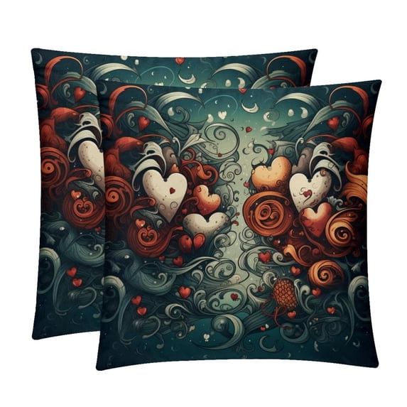 Hearts Battle Elegant Velvet Bed Pillow Covers Set - Decorative Pillows with Unique Patterns, Chair Pillow Covers - 16x16, 18x18, 20x20 inches for Any Occasion - Set of 2 Items