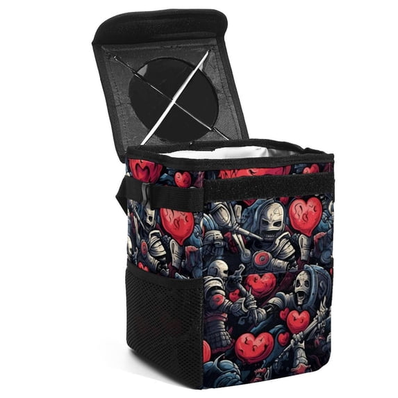 Hearts Battle Foldable, with Lid, Leak-Proof, Hanging Storage Bag Car Trash Can Garbage Bin