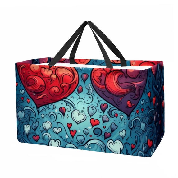 Hearts Battle Large Capacity Foldable Oxford Cloth Decorative Box - Reusable Picnic Basket, Shopping Basket, and Storage Basket