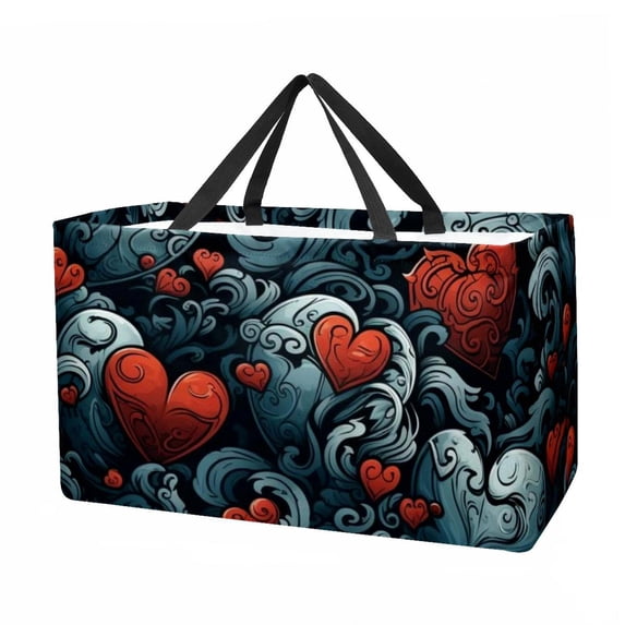 Hearts Battle Large Capacity Reusable Foldable Oxford Cloth Grocery Baskets - Multipurpose Storage Basket and Decorative Box