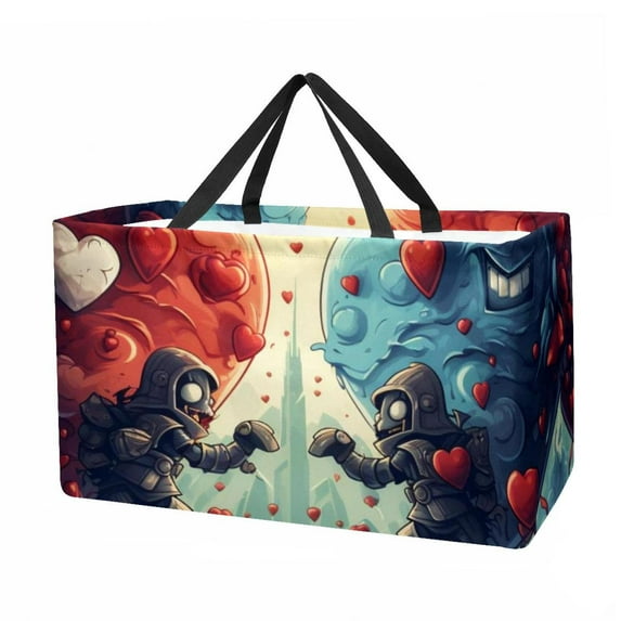 Hearts Battle Large Capacity Reusable Foldable Oxford Cloth Storage Bin - Decorative Box, Collapsible Bucket, and Convenient Storage Basket