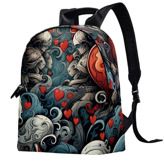 Hearts Battle Leather Teacher Backpack | Large Capacity Back Pack | Lightweight Sports Backpack for Men Women Teens | Suitable for Work School Camping