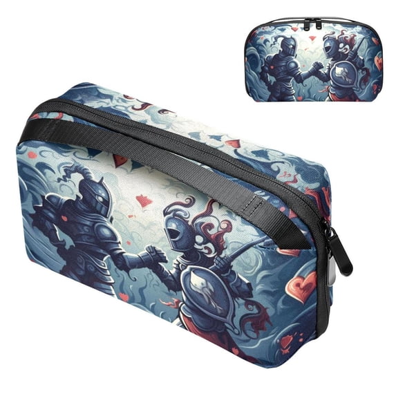 Hearts Battle Portable Oxford Cloth Waterproof Charger Case and Electronic Travel Case Organizer, Small Outdoor Storage Box for PC Case - 5.9x9.44x3.14 in.