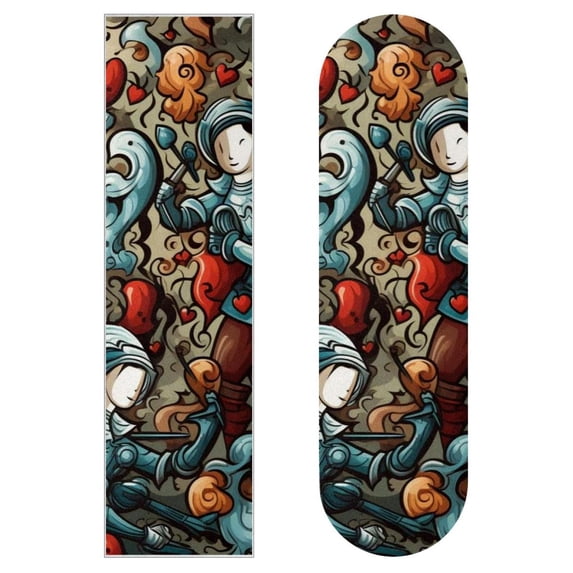 Hearts Battle Skateboard Grip Tape Stickers Pack of Two - Emery Surface, PVC Backing, 8.8x32.6in/22.4x83cm Size