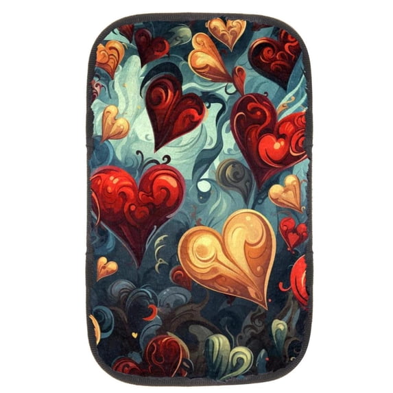 Hearts Battle Soft Furry Printed Car Armrest Pad Armrest Accessory Armrest Cover 12.5x8.2 Inch Comfortable