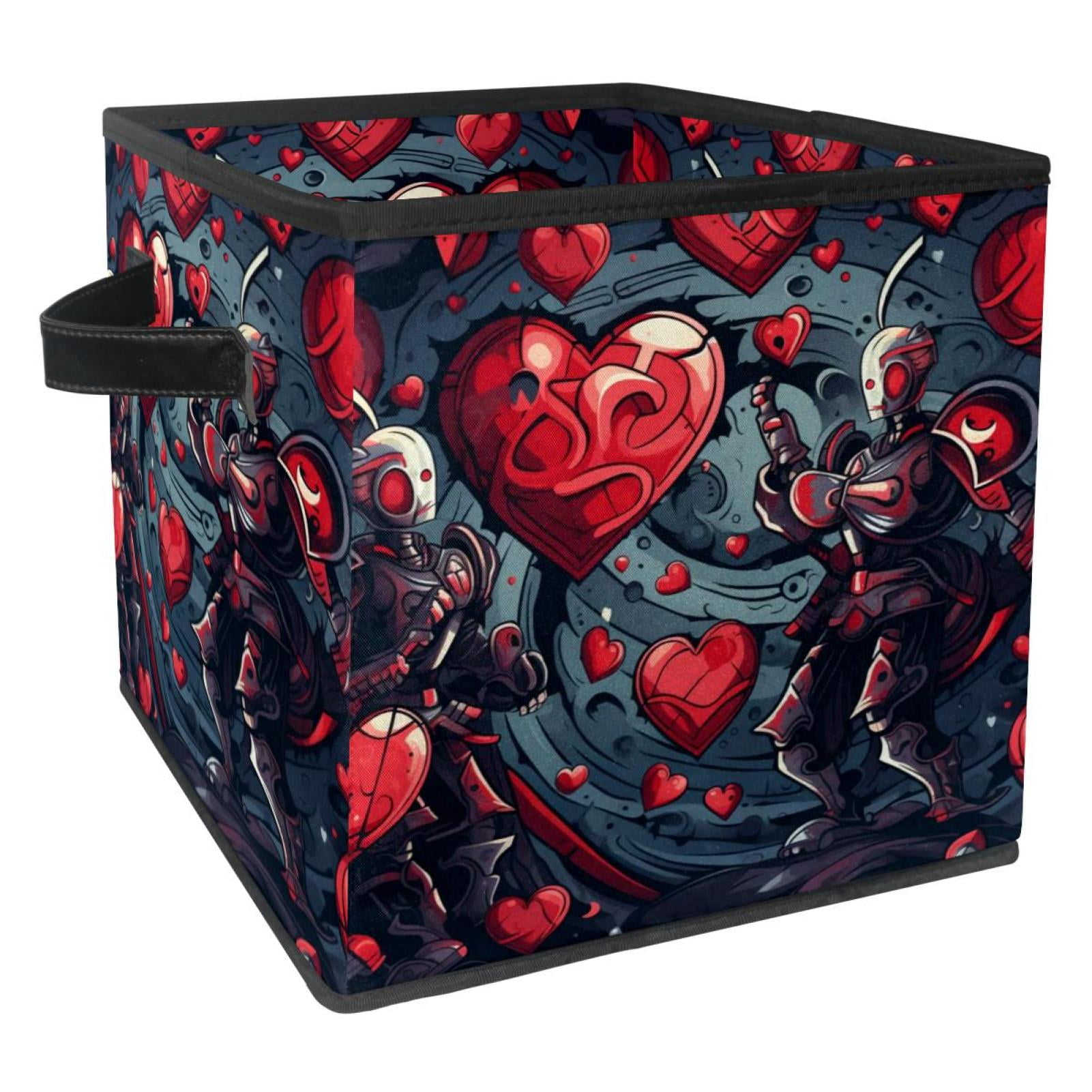 Hearts Battle Storage Containers Foldable Basket with Handle, 10.8