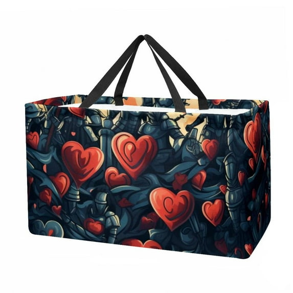 Hearts Battle Versatile Oxford Cloth Reusable Storage Box - Foldable, Large Capacity Beach Bag, Shopping Bag, and Decorative Box
