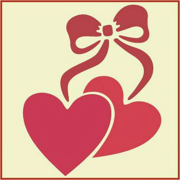 Hearts Bow Stencil - Romance Love Valentine Heart Happy Valentine's Day Reusable Laser Cut Mylar Template Painting Home Decor Crafts - The Artful Stencil