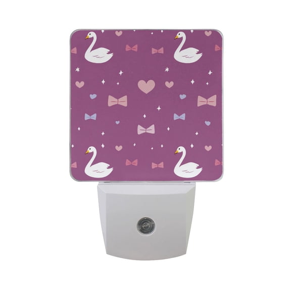 Hearts Bows Swan Valentine LED Night Light Sensor Lamp Plug-in Adjustable Brightness 2 Pack