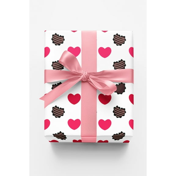 London Penny Premium Wrapping Paper - Hearts Choco