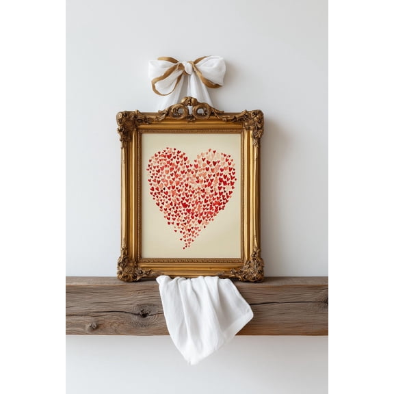 Hearts Collage Valentines Wall Art, Unframed Canvas Size 24x36