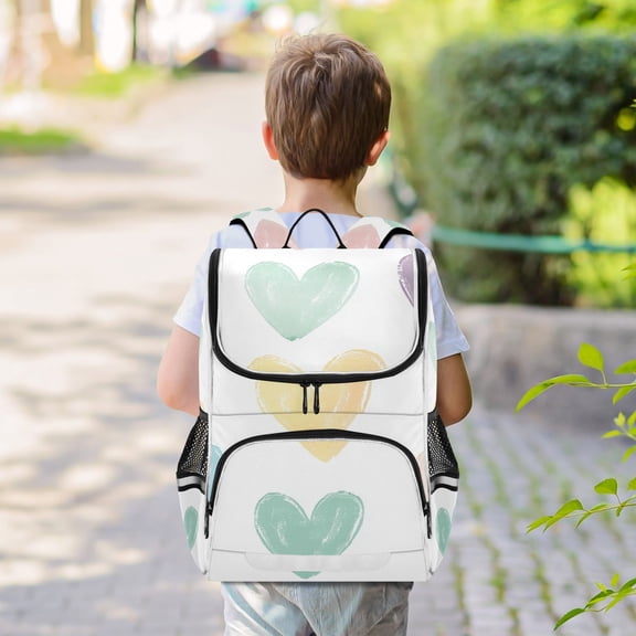 Hearts Colorful Backpack Big Laptop Backpack Casual Daypack Quilted Large Capacity Large Bookbags
