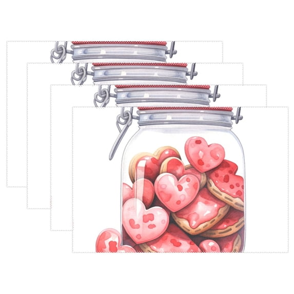 Hearts Cookies in Bottle 12×18 inch Placemats Heat Resistant Washable Foldable Rectangular Placemats Set Decoration Indoor Outdoor for Kitchen Dining Table 1PC