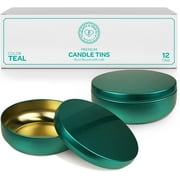 Hearts & Crafts Candle Tin Jars - 16oz Teal Metal Tin Cans with Lids, 12-Pack - for Small Tins for Candle Making, Arts & Crafts, Storage, Gifts, and More