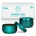 thumbnail image 1 of Hearts & Crafts Empty Tin Candle Jars with Lids for Candle Making - 8oz - Teal, 1 of 7