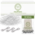 thumbnail image 1 of Hearts and Crafts Feathering Palm Candle Wax and Wicks for DIY Candle Making, All-Natural & RSPO Certified - 10lb Bag with 50ct 6” Pre-Waxed Candle Wicks, 3 Centering Device, 1 of 7