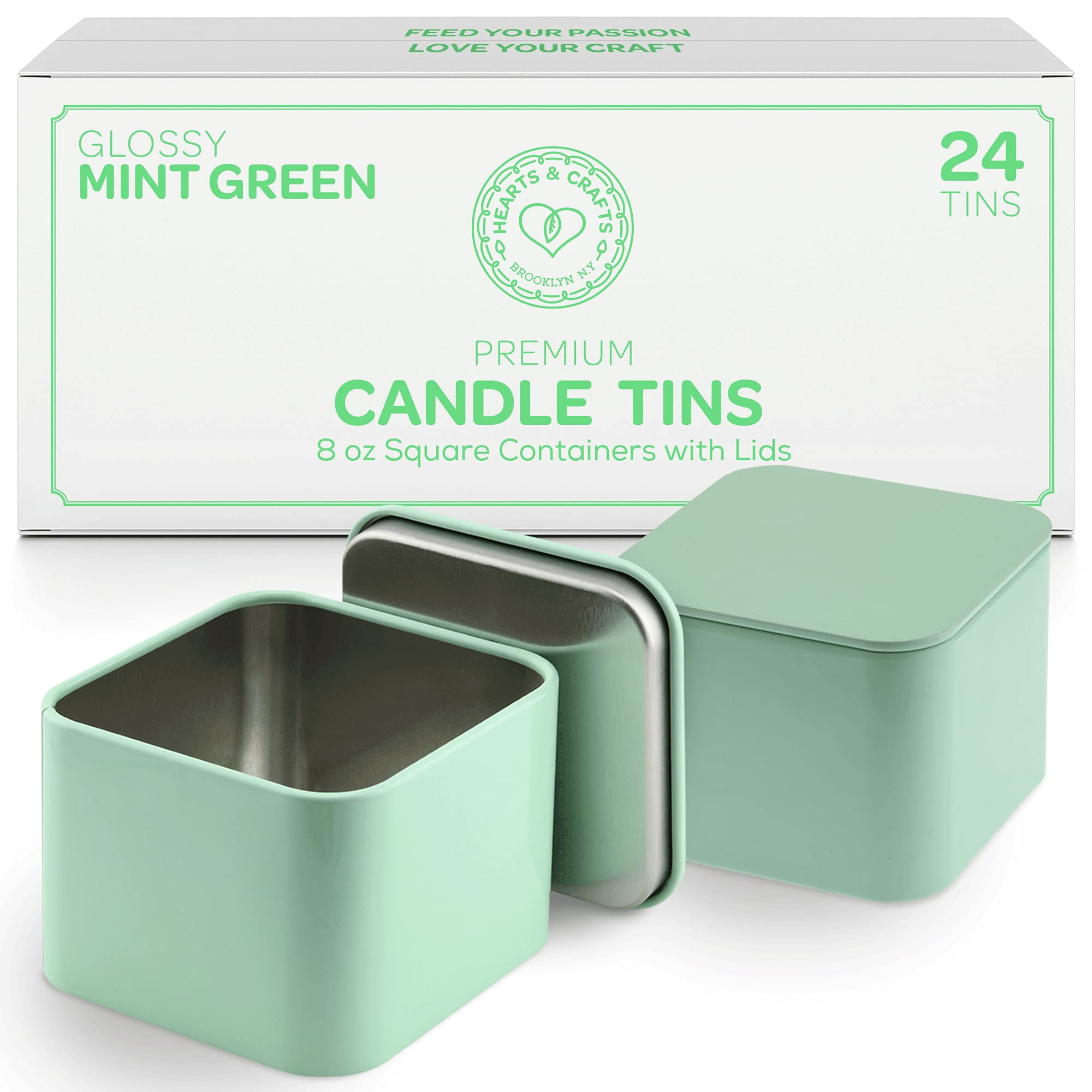 Hearts & Crafts Empty Tin Candle Jars with Lids for Candle Making - 8oz Hearts & Crafts Empty Tin Candle Jars with Lids for Candle Making - 8oz