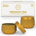 thumbnail image 1 of Hearts & Crafts Tin Candle Jars for Making Candles - Candle Tins 4oz - 24 Tin Candle Jars with Lids for Candle Making - Gold, 1 of 5