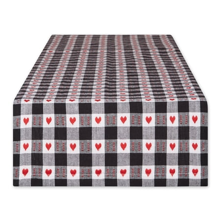 Hearts Dobby Check Table Runner 14x108