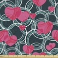 thumbnail image 1 of Ambesonne Hearts Fabric by the Yard Upholstery, Funky Intertwined Circles, 1 Yard, Pink Dark Teal, 1 of 4