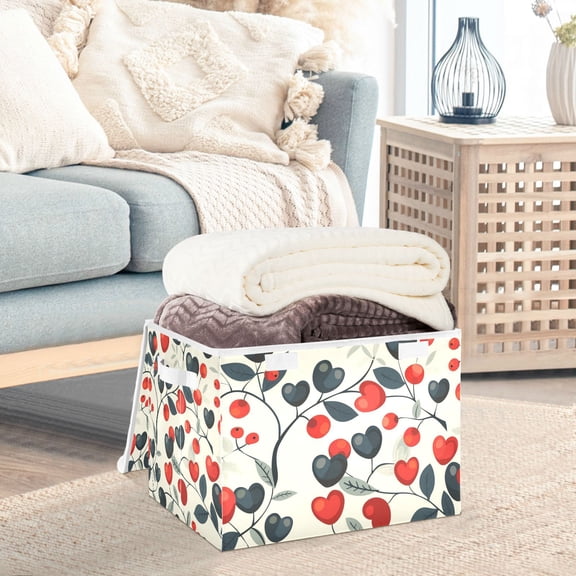 Hearts Fruits Leaves Storage Basket Foldable Laundry Basket Shelf Kids Toy Storage Container Organizer with Handles